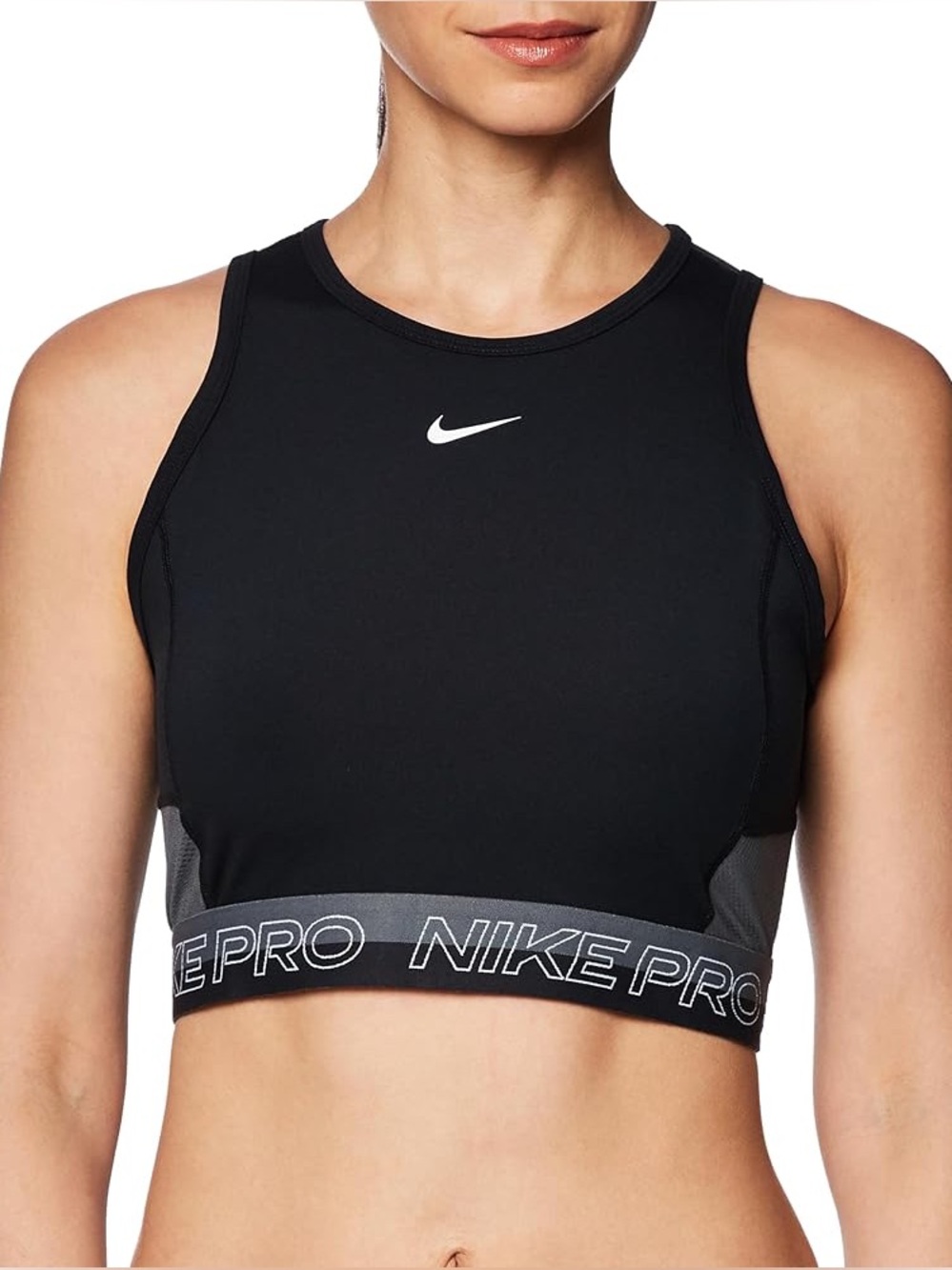Nike Women's Black and Gray Training Crop Top - Picture 2 of 5
